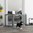 PawHut - Barrière pour animaux autoportante avec 2 pieds de support - gris clair-Il possède trois panneaux fixés ensemble avec des charnières 