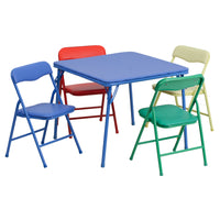 Flash Furniture – Ensemble coloré 5 pièces de 20 1/4 (po) pour enfants avec table pliante et chaise, bleu/vert/rouge/jaune-Ensemble de table multi-usages pour enfants