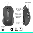 Logitech - Signature Plus M750 souris sans fil pour les mains de petite et moyenne taille - Graphite -Fonctionne sur plusieurs plates-formes: bénéficiez d’une compatibilité fluide avec les systèmes d’exploitation Windows, macOS, Linux, ChromeOS, ipadOS et Android grâce à la souris Bluetooth sans fil Logitech Signature Plus M750