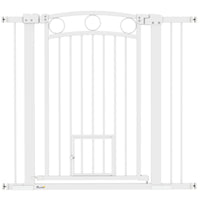 PawHut - Porte pour Chien avec Porte pour Chat et 2 Kits d'Extension - 30"-41" L x 38" H-Barrière haute de 37,8 po (96 cm) sécurise efficacement les animaux de compagnie