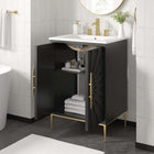 Modway - Awaken 24" Vanette de salle de bain - Blanc Noir-Trous centraux de 8"