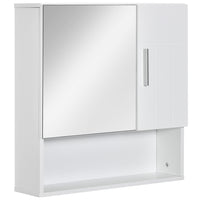 Kleankin - armoire de salle de bain avec miroir à montage mural - blanc-Conception murale, prend peu de place 