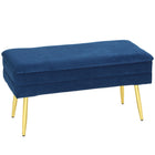 HOMCOM - Banc de rangement rembourré pour bout de lit - bleu foncé-Un rembourrage épais en mousse et une surface effet velours offrent une assise confortable 