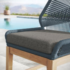 Modway - Wellspring Terrasse extérieure Teck et corde Tabouret de comptoir - Graphite bleu-Base en bois de teck