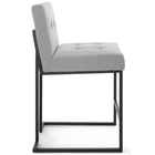 Modway - Privy Acier inoxydable noir Tissu rembourré Tabouret de comptoir - Noir Gris clair-Touffe élégante de biscuits