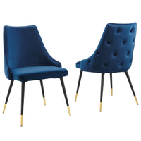 Modway - Adorn Performance Velvet Fauteuil d’appoint de salle à manger Ensemble de 2 - Marine-Chaise à manger vintage moderne d’accent