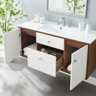 Modway - Transmit 48" Vanité de salle de bain murale - Blanc noyer-Bassin d’évier en céramique