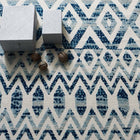 Modway - Reflect Treillis marocains Tamako Diamond et Chevron Tapis intérieur / extérieur de 5 pi l x 8 pi L - Ivoire et bleu-Dessous en caoutchouc de prise