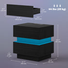 HOMCOM - Table de chevet avec station de recharge et lumière LED - noir-Fonctionne parfaitement comme table de chevet, table d'appoint pour le canapé ou petit organisateur pour les petites pièces 