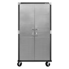 Seville Classics - Armoire de rangement roulante UltraHD - 36 po L x 18 po l x 72 po H - Graphite-2 portes verrouillables en acier inoxydable avec loquet magnétique (2 clés incluses)