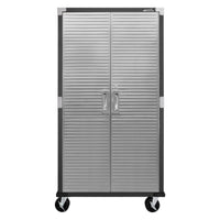 Seville Classics - Armoire de rangement roulante UltraHD - 36 po L x 18 po l x 72 po H - Graphite-2 portes verrouillables en acier inoxydable avec loquet magnétique (2 clés incluses)