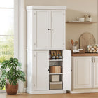 HOMCOM - Armoire de cuisine autoportante à 4 portes - blanc-Deux étagères réglables permettent de stocker facilement des objets encombrants sans se soucier de leur taille 