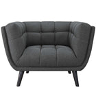 Modway - Bestow Tissu rembourré Fauteuil - Gris-Touffage élégant de boutons