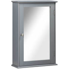 Kleankin - Armoire de salle de bain murale avec miroir et étagères - gris-Conception murale, maximise l’espace mural 