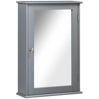 Kleankin - Armoire de salle de bain murale avec miroir et étagères - gris-Conception murale, maximise l’espace mural 