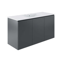 Modway - Bryn Fixation murale de 48" Vanette de salle de bain - Gris blanc-Vanité de salle de bain moderne