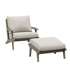 Modway - Saratoga Terrasse extérieure Bois de teck Chaise et ensemble ottoman, Caillou-Fauteuil patio et ensemble de poufs