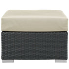 Modway - Sojourn Terrasse extérieure Ottoman Sunbrella in Toile Beige Ancienne-Cadre en aluminium revêtu de poudre