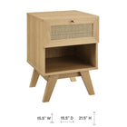 Modway - Soma 1-Tiroir Table de chevet, Chêne-Tissage naturel en rotin