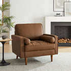 Modway - Valour Touffe Cuir végane Fauteuil d’accent - Brown-Soutien de ressort sinueux