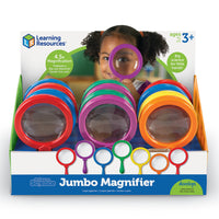 Learning Resources - Loupes géantes pour la science primaire - Couleurs variées-Les supports rabattables sur chaque loupe permettent une visualisation engagée et mains libres avec un grossissement de 4,5x.