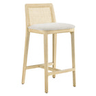 Modway - Monarch Bois et rotin Tabouret de comptoir - Ivoire blanc ancien tissé naturel à bruyère-Cadre en bois de hêtre