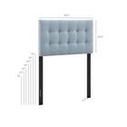 Modway - Emily Tissu tapis Tête de lit jumelée, Bleu ciel-Touffage de boutons