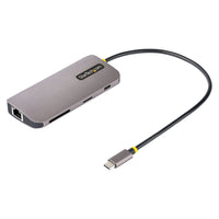 Startech - Adaptateur multiport USB-C 4K 60Hz Vidéo HDMI - 3 ports 5Gbps hub USB-A - Passe USB de livraison d’alimentation 100W-Adaptateur multiport usb-c 8-en-1 : Le hub compact USB-C comprend un port HDMI HDR10 4K 60Hz, 3 ports USB-A 3.2/3.1 Gen 1 (5Gbps), SD 3.0 et emplacements lecteurs de cartes Micro SD; Ethernet Gigabit et un port de données USB-C Power/USB 2.0 partagé; Passage de 100 W de livraison de puissance