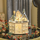 HOMCOM - Calendrier de l'Avent de Noël - Table Lumineuse Décoration de Noël-10 lumières LED intégrées pour illuminer la scène de Noël  