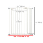 Porte pour animaux de compagnie PawHut - 29"-34" L avec porte à pression pour chiens et escaliers - Blanc-Largeur réglable entre 29,1 po (74 cm) et 34,3 po (87 cm), s’adapte à différentes portes et cadres