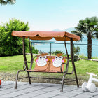 Outsunny - Chaise balançoire d’extérieur pour enfants 2 places avec auvent réglable - café-Le motif de singe sur la surface rend la balançoire double pleine d’ambiance estivale, ce qui plaît davantage aux enfants 