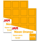JAM Paper Étiquettes postales carrées, 2 x 2 po, orange néon, 240/paquet-Expédition d’étiquettes d’adresse