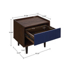 Manhattan Comfort - Table de nuit Duane 20,23" style mid-century moderne - brun foncé et bleu marine-Conception sans mains