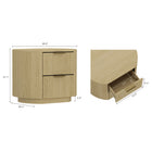 Manhattan Comfort - Table de nuit moderne Olivia 67 cm, chêne naturel et or-Poignées de tiroir horizontales glamour en métal avec finition au choix noire ou dorée