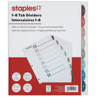 Staples - Intercalaires pré-imprimés - 1-8 - Couleurs tendance-Les intercalaires sont numérotés de 1 à 8 pour une meilleure organisation des documents