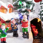 HOMCOM - Maisons de village de Noël éclairées par LED avec train rotatif-4 patins EPE inclus pour une meilleure stabilité 