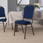 Flash Furniture – Chaise empilable HERCULES à dossier couronne, siège 2,5 po, doré avec tissu bleu marine (FDC01GV208)-Siège et dossier rembourrés