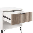 Manhattan Comfort - Table de nuit moderne DUMBO 20,07" à 1 tiroir - Blanc et gris rustique-Pieds évasés en métal doré élégants ajoutant une touche de design mode et de durabilité