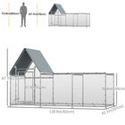 PawHut - Enclos à poules grande taille galvanisé, poulailler, cage pour volailles - 119 po L x 42 po l x 68 po H-Fabriqué avec un tuyau galvanisé solide pour une structure stable 