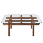 Modway - Isby 35 pouces Verre trempé Table basse - Noyer-Capsules de pied non marquées