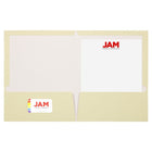 JAM Paper - Dossiers de présentation brillants laminés à deux pochettes - ivoire - Paquet de 6-Taille : 9,5 x 11,5 pouces, 6 par paquet
