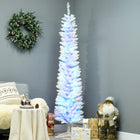 HOMCOM - Sapin de Noël artificiel 7 pi avec lumières DEL colourées - blanc-Magnifiques huit paramètres prédéfinis, éclairage continu, éclairage cyclique et modes clignotants pour un scintillement créatif des vacances  