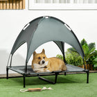 PawHut - Lit pour animaux surélevé rafraîchissant portable avec auvent - 36 po L x 30 po l x 35 po H - gris-Doté d'un cadre en acier léger, ce qui le rend très durable 