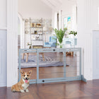 PawHut - Barrière pour animaux autoportante avec longueur réglable de 41 po à 72 po - gris-bleu-Finition propre au design moderne, assortie aux meubles de la maison 