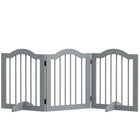 PawHut - Barrière pour animaux autoportante avec 2 pieds de support - gris clair-Fabriqué en MDF, portillon robuste 