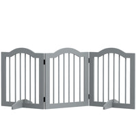 PawHut - Barrière pour animaux autoportante avec 2 pieds de support - gris clair-Fabriqué en MDF, portillon robuste 