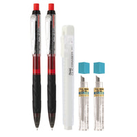 Pentel - Ensemble de 2 crayons Q-Erase 0,7 mm avec mines de rechange et efface.-Q-Erase est un complément amusant et coloré à la famille des portemines Twist-Erase