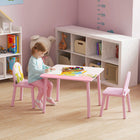 Qaba - Ensemble table et chaises pour enfants, table et 2 chaises avec motif animal, mobilier d’activité pour enfants - rose-Finition rose mignonne avec des motifs d’animaux amusants  
