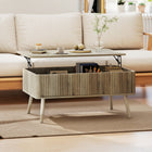 HOMCOM - Table basse relevable avec compartiments cachés - chêne-Deux compartiments de rangement cachés sous le plateau gardent votre salon sans encombrement