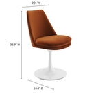 Modway - Lippa Salle à manger pivotante Performance Velvet Fauteuil d’appoint - Rouille Blanche-Design sans bras avec base sur piédestal